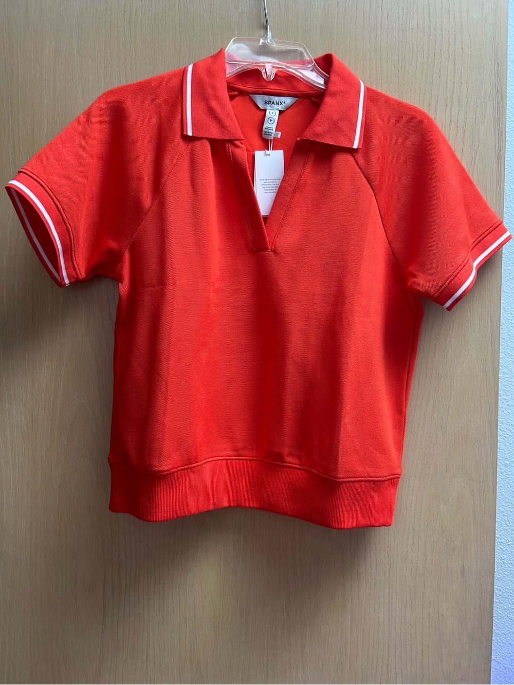 SPANX Airpique Short Sleeve Polo in Poppy